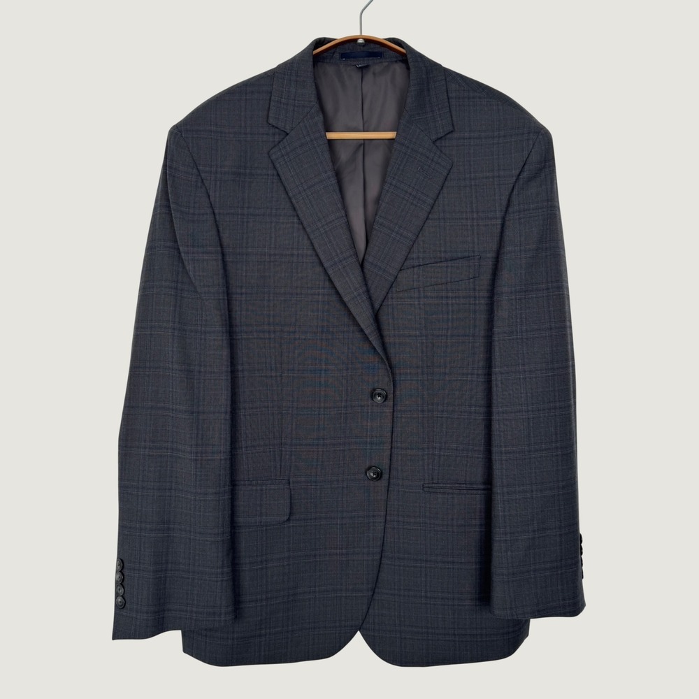 Jos A Bank 1905 Collection Grey Glen Plaid Wool Sport Coat Blazer 42S Tailored